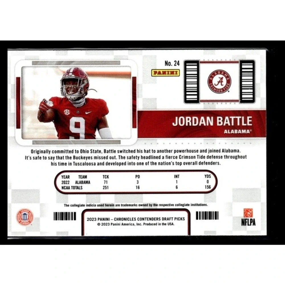 2023 Panini Chronicles Draft Picks - Contenders College Ticket #24 Jordan Battle